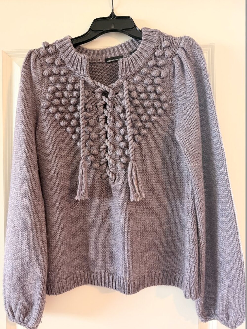 Moda International Sweater with knot detail & ties